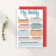 1PC Funny Dad's Card For Birthday, Dad Birthday Card From Daughter Son, My Daddy Q&A Greeting Card Gift, DIY Fill In The Blanks Daddy Card