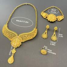 5pcs Luxury Bridal Jewelry Set With Earrings, Necklace And Ring, Suitable For Weddings, Ceremonies, Parties