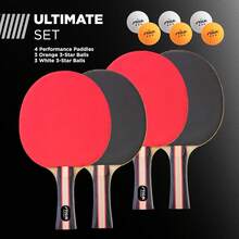Player Ping Pong Paddle Set Of 4 – Table Tennis Rackets, 6 – 3 Star Orange And White Balls - 1 - View 4