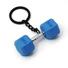 1 bucă mini breloc cu gantere, farmec pentru rucsac, cadou pentru iubitorii de fitness, pandantiv cu gantere din aliaj