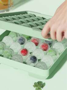 1 pieza Molde redondo de 33 rejillas para hacer bolas de hielo con tapa, herramienta para hacer hielo en esferas, fabricante de bolas de hielo con gran capacidad, opciones de múltiples colores, material de PP de fácil llenado y desmoldado, ideal para whisky, cócteles y bebidas frías, diseño ahorra espacio, perfecto para barras y fiestas en el hogar, se recomienda lavar a mano