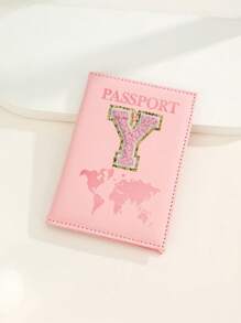 Capa Para Passaporte Com Letras De A A Z, Porta-Passaporte De Viagem Com Estampa De Mapa, Pasta Para Passaporte Rosa, Carteira Para Passaporte Para Viagens De Negócios