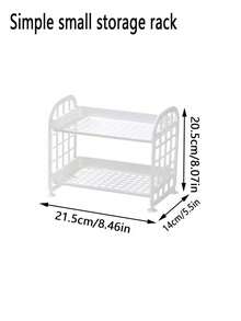 1pc Desktop Organizer Rack, Multi-Layer Storage Shelf, Bedside Bookshelf, Student Desk Office Computer Desk Organizer, Cosmetic Display Rack, Suitable For Dorm, Bathroom, Kitchen, Bedroom, Desk Organizer, Office Desk Storage Box, Cosmetic Storage Box, Organizer And Storage - 白色 - 查看 10
