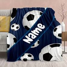 Customizable Football-Themed Flannel Blanket With Name - Perfect For Sofa, Bed, Travel & Office - Soft, Warm & Cozy Digital Print Throw, Multi-Functional, Ornamental, Letter, Stylish, Tidy, Soft, Modern, Colorful, Cute, Adorable, Casual, Custom, Personalized, Unique, Customized, Baby Gifts, Ideal Gifts For Him, Ideal Gifts For Her, Son, Daughter