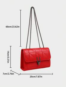 Dedoo 优雅女士单肩包，配链条肩带，绗缝PU皮革斜挎包，奢华简约腋下斜挎包，拉链封口，格子图案，可机洗 - 涤纶衬里