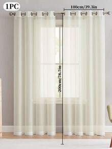 1pc Solid Color Transparent Voile Curtain, Lightweight Yet Drapes Well, Semi-Sheer, Works For Balcony, Bedroom, Living Room Decor & Window Partition - 39"W X 79"L(100x200cm) - View 9