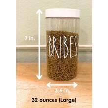 Large White Lid Plastic Treat/Food Container Jar/32oz Clear Storage/Custom Design Screw-On Lid For Small Pets/Bunny/Rabbit Personalized