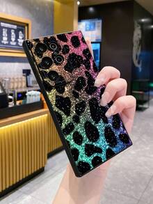 1pc Colorful Leopard Print UV Printed Anti-Drop Phone Case Compatible With Apple, /Galaxy, Infinix, Redmi, OPPO, VIVO, Realme Waterproof Shockproof Scratch Resistant - Black - View 5