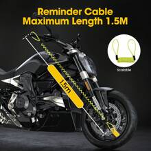 Gelbe Alarm Disc Lock Wiederaufladbare Motorrad Scheibenbremse Lock Alarm 110dB mit 1.5m Erinnerungskabel Verstärktes wasserdichtes High Security Scheibenbremsschloss für Motorrad, Fahrrad, Roller, E-Bike