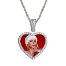 1pc Customized Photo Necklace, Personalized Couple Picture Frame Pendant, Women's Round Memory Pendant Necklace With Rope Chain, Hip-Hop Jewelry For Men Customized Picture Necklace, Personalized Photo Pendant Necklace, Commemorative Gift For Men And Couples Silver, Gold Fashion - Single-sided Love Gold - View 2