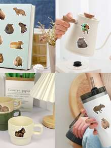 50 Stücke Capybara Aufkleber, Cartoon witzige Aufkleber für Laptop, Gepäck, Computer, Kühlschrank, Handy, wasserfestes PVC