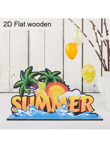 5pcs/1pc Hello Summer Watermelon Theme Desktop Decorations Signs And Plaques, Summer Wooden Signs, Home Office Decorations, Holiday Party Decorations, Craft Decorations, Summer Decorations, Holiday Gifts
