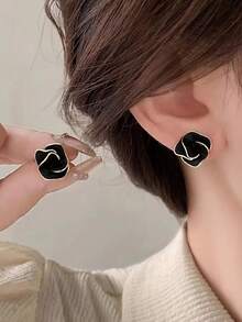 1 对简约优雅的山茶花耳环，适合女性日常和假日佩戴 - 花朵 - 查看 2