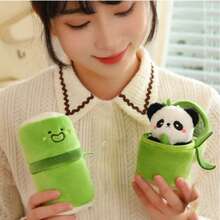 Cute Plush Panda In Bamboo Tube Toy Pendant, Panda Hugs Bamboo Doll Key Chain Bag Charm Decoration, Children's Birthday Gift - Green - View 4