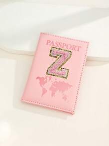 Capa Para Passaporte Com Letras De A A Z, Porta-Passaporte De Viagem Com Estampa De Mapa, Pasta Para Passaporte Rosa, Carteira Para Passaporte Para Viagens De Negócios