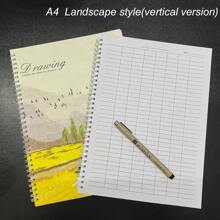 1 Spiral Notebook Universal Grid Attendance Record Book, Work Log Horizontal Version (23 Rows And 14 Columns), Vertical Version (34 Rows And 8 Columns), Data And Inventory Management Ledger, Financial Accounting, Student And Work Purpose - Text,Back To School,School Supplies