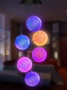 1pc Solar Wind Chime Light Bulb/Ball/Hummingbird, Polished Metal Finish, Energy-Saving With Nickel Battery, Easy Installation, Ideal For Bedroom, Wedding, Birthday, Party, Ramadan, Home & Garden Decor, Solar Wind Chimes Outdoor