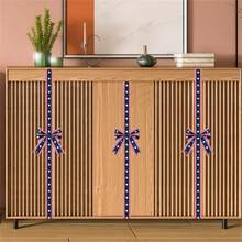 Holiday Bow, DIY Craft Stars Print Cabinet Door Festive Ribbons Independence Day Decor - Blue - View 5