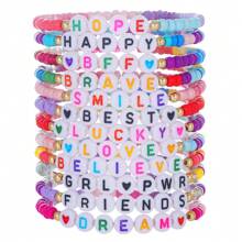 12pcs/Set Boho Heart & Letter Colorful Beaded Bracelets For Women Girls, Festival & Holiday Gift