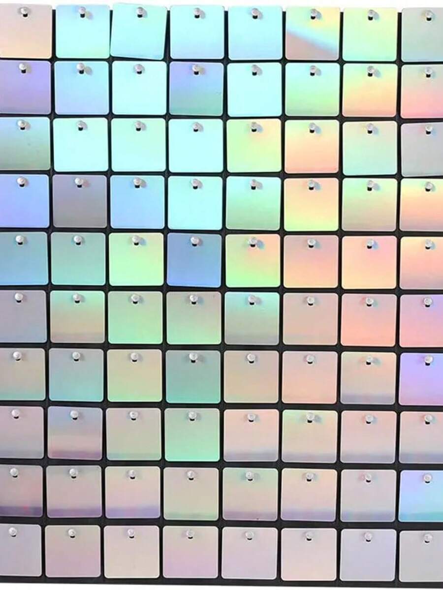 12P Shimmer Sequin Backdrop Wall Panels Great Events Birthday Party Backdrop - Iridescent Silver - View 1