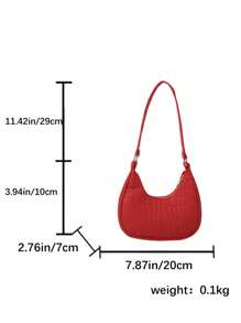 1 pieza Bolso de estilo coreano a la moda con estampado de piedra, de unicolor, bolso de hombro casual, con cremallera suave, en una variedad de colores de macarons, con un estilo artístico elegante y fresco, apto para compras, viajes, desplazamientos, bolso de media luna de estilo casual retro de fieltro