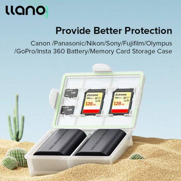 Boîte de batterie d'appareil photo professionnel Llano - Étui de protection étanche et anti-poussière pour cartes SD/TF, compact et pour le voyage et le stockage