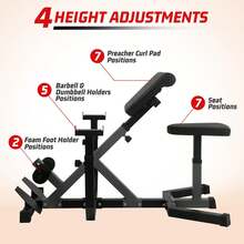 Studyset 2-In-1 Roman Chair & Preacher Curl Bench Multi-Function Heavy-Duty Hyperextension Bench With Adjustable Height For Arms, Ab, Back, Glute & Leg Exercise Home Workouts,Exercise Equipment For Home - Black - View 2