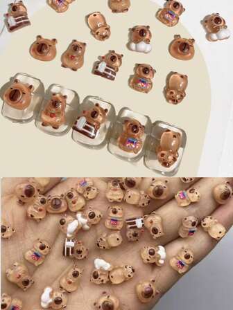 100 件/60 件夜光水豚树脂饰品，冰透明 3D 迷你豚鼠啮齿动物模型，可爱动物美甲装饰，可爱桌面装饰，DIY 工艺用品，女士可爱派对礼物