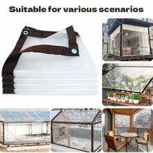 Heavy Duty 10x20 Foot Transparent Waterproof Cloth Strap Buckle - Durable Plastic Snow Forest Design, Suitable For Car Covers, Porches, Terraces, Canopies, And Outdoor Camping, Waterproof For Outdoor Coverings