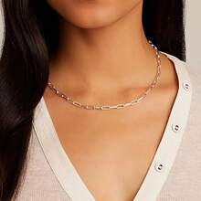 925 Sterling Silver Made In Italy Solid Cut Parker Paperclip Chain Necklace, Adjustable Chain, Special Design Circle Clip, Suitable For Valentine's Day, Christmas, Anniversary, Various Festivals, Special Occasions, Includes A Boutique Gift Box - Silver - View 6