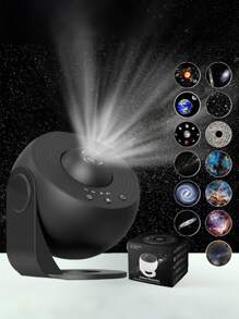 1pc Decorative Galaxy & Space Projector - USB Powered Matte Finish Plastic Starry Night Sky Projector With 13 Replaceable Discs, Timer Function, Automatic Rotating Patterns, Adjustable Speed Settings For Bedroom, Gift-Compatible, Push Button Control