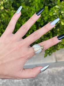 1 pieza Anillo ajustable abierto con adorno de strass con mariquita y abeja en estilo retro, adecuado para uso diario y de fiesta tanto para hombres como para mujeres