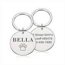 1pc Customizable Laser Engraved Personalized Text Metal Pet ID Tag, Metal Pet Cat/Dog Tag For Anti-Loss