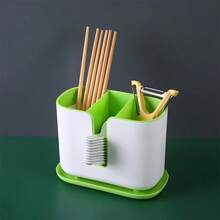 1pc Multi-Functional Groove Cutlery Holder, Lightweight Luxury Draining Chopsticks Barrel, Spoon Rack - Multicolor - View 5