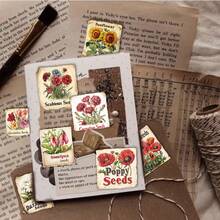 50 件燃烧风格植物贴纸 DIY 剪贴簿拼贴文具复古贴纸适用于笔记本电脑手机日记装饰 - 彩色 - 查看 4