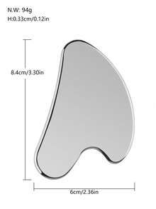 大号加厚304不锈钢云沙面部按摩器 - 光滑金属刮痧工具，可减少面部浮肿 - 心形按摩刮刀（银色）