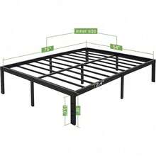 Cama de plataforma de 45 Min ST de 18 pulgadas con máxima capacidad de almacenamiento/reforzada/capacidad de 3500 lbs/fácil ensamblaje/base para colchón/láminas de acero/silencioso, tamaño Queen - Lleno - Ver 3