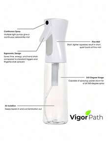 1pc 200ml/300ml/500ml Water Mist Spray Bottle With Fine Mist Sprayer, Refillable Continuous Fine Mist Spray Bottle Suitable For Kitchen, Living Room, Bathroom, Garden - White - View 5