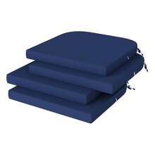 Outdoor Chair Cushions, Waterproof Cushions For Patio Furniture With Adjustable Straps, Round Corner Patio Chair Cushions For Yard Garden, 17"X16"X2" - 藏蓝色 - 查看 1