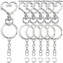 45pcs/75pcs Heart-Shaped Swivel Spring Clips, Zinc Alloy Keychain Parts Kit, Flat Split Ring With Chain, Suitable For Jewelry Making, DIY Craft, Keychain Lanyard - One Size - View 10