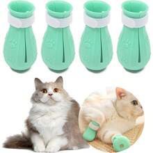 4 protectores de garras de gato de silicona antiarañazos, 3 opciones de color, evitan arañar, morder, bañar, medicar, recortar uñas, herramientas de aseo para mascotas - Multicolor - Ver 4