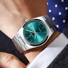 1pc Men's Watches Real POEDAGAR Brand 50M Waterproof Precision Japan Imported Quartz Movement Clock Birthday Gifts For Men Rust-Proof Silver 316 Stainless Steel Strap English Calendar Function Luminous Hands Business Father's Day Memorial Gift For Husband Back To School Essentials