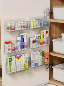 1 Stück platzsparender an der Wand montierter Organizer - ohne Bohren, transparente Aufbewahrungsbox für Haushalts- und Studentenwohnheim Erste-Hilfe-Kits, Körbe, Kästen und Behälter für Haushaltsorganisation, Badezimmer Kosmetikaufbewahrung