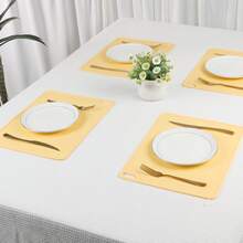 Placemat Set Of 6 Silicone Placemats For Kitchen Dining Table Decor, Washable Table Placemats Wipeable Table Mat - Yellow - View 7