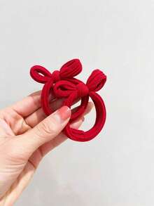 5/10个装女士红色蝴蝶结弹力发圈，适合日常通勤及搭配发饰，包括发圈、马尾辫发圈、橡皮筋发带、发绳、发圈、运动服、礼品发带、头饰等。