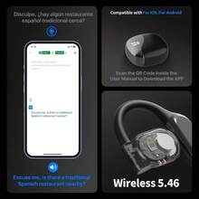 SENBOWE Auriculares inteligentes Smary AI Smart Translator - Traducción bidireccional en tiempo real inalámbrica, compatible con 144 idiomas, control táctil, micrófono capacitivo, carga tipo C, adecuado para viajes, negocios, compras, deportes, batería de 300mAh - Multicolor - Ver 8