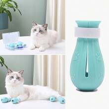 4 protectores de garras de gato de silicona antiarañazos, 3 opciones de color, evitan arañar, morder, bañar, medicar, recortar uñas, herramientas de aseo para mascotas - Multicolor - Ver 2