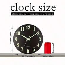 1 Simple Black Night Light Wall Clock, Retro Rural Tuscan Design - Silent Without Ticking, Wooden Frame, Japanese Quartz Movement, Very Suitable For Living Room, Bedroom, Kitchen, Office Decoration, Thanksgiving And Christmas Home Art Decoration (Battery Powered, AA Batteries Not Included) Room Decor Clock Wall Bedroom Decor Dormitory Decor Back To School - Multicolor - View 7