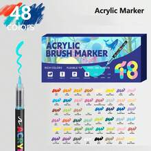 12/24/36/48/60/72 /120/168 Colors Direct Liquid Acrylic Paint Markers Soft Brush Tip Automatic Ink Control Art Pen Sets Professional Color Series For Wood, Stone, Canvas, Glass, Fabric, Egg, Rock Painting And DIY Crafts Art Supplies Waterproof Body Painting Christmas Gift -Back To School - Multicolor - View 15