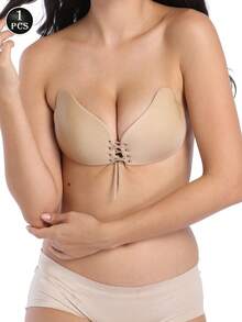 VKME 1PC Silicone Adhesive Wings Pulling Rope Chest Patch Invisible Bra - Apricot - View 1